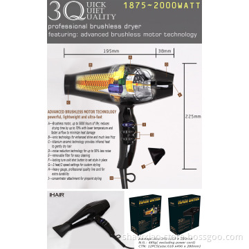 Ionic brushless hair dryer